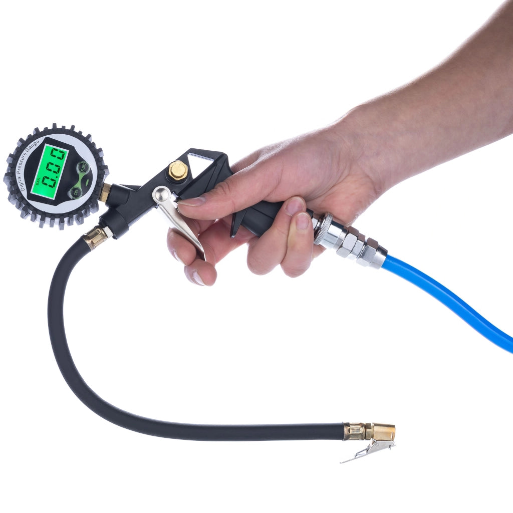 Pistola Pneumatica Professionale con Manometro LCD – Pressione 0-255 PSI | Alluminio, Acciaio Inox, Ottone