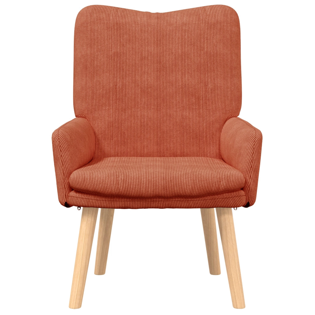 Poltrona Rilassante  Rosso Arancione in Tessuto Corduroy