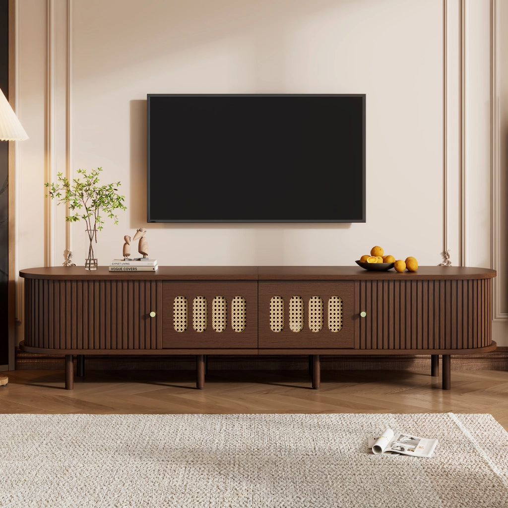 Mobile TV 180x40x40 cm in MDF color noce con 2 cassetti e 2 ante a serranda