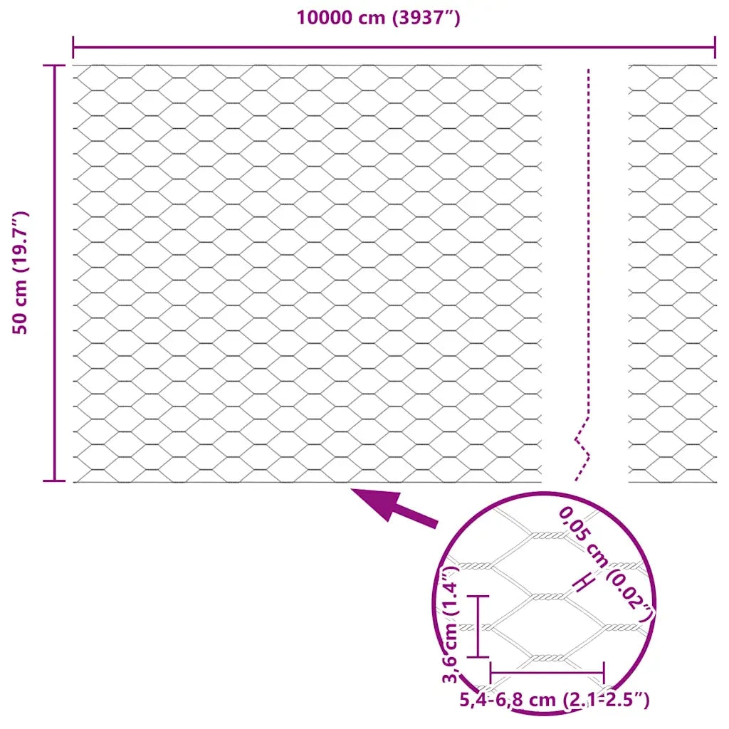 Recinzione Esagonale Argento 0,5 x 100 m Acciaio zincato 42005743