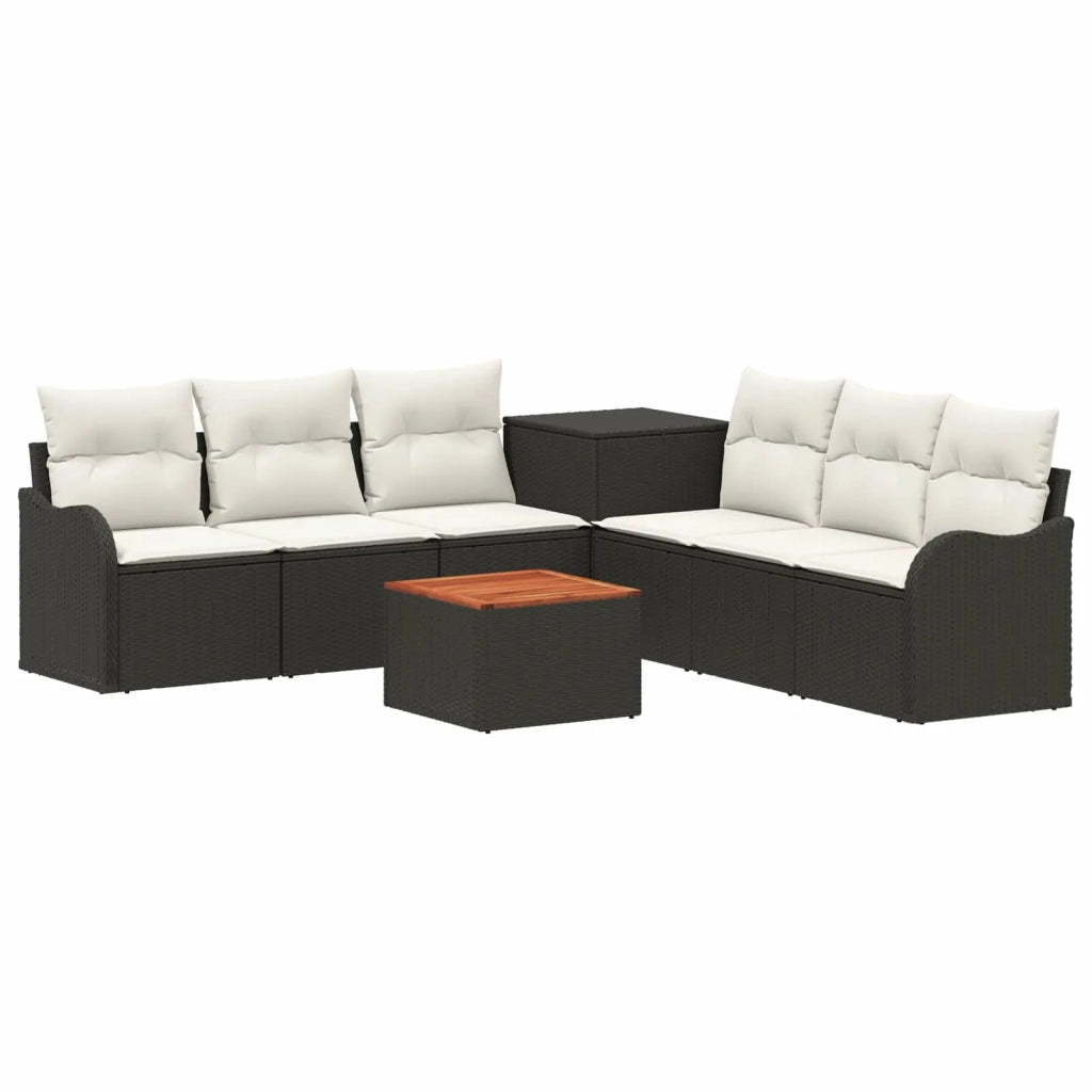 Set di divani 8 pz Nero e Bianco Crema 3448051