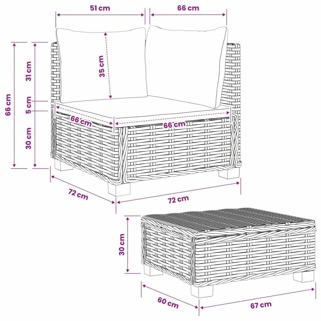 2 pz Set Lounge in Rattan con Cuscini GENDT Rattan naturale 42034403