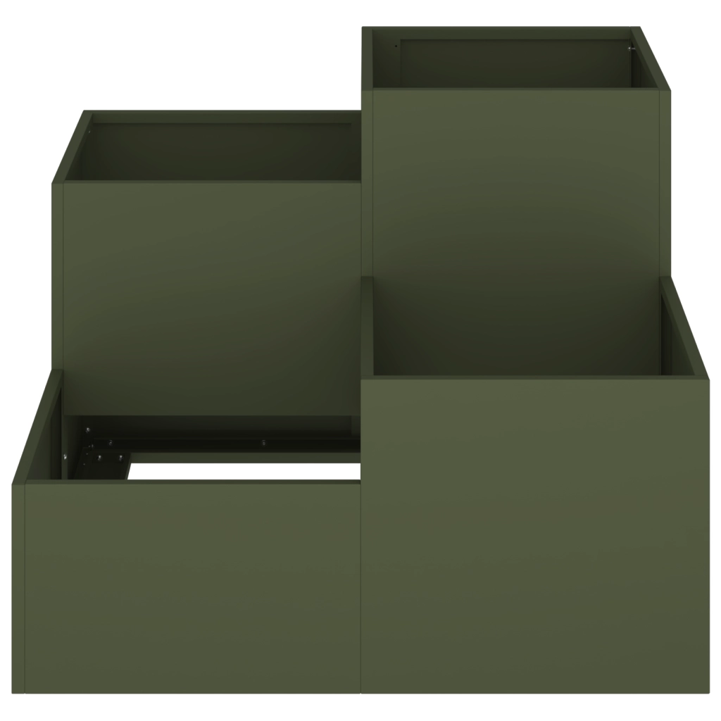Vaso da Giardino 100x100x60 cm Verde Oliva Acciaio