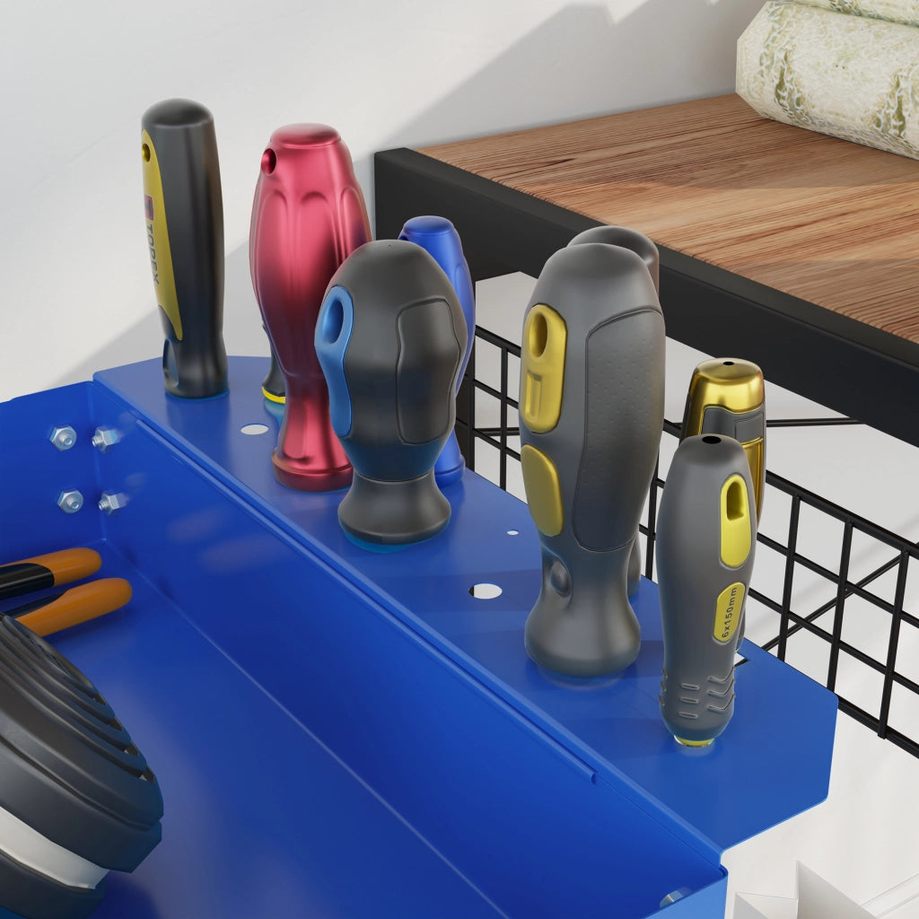 Carrello da lavoro a 3 ripiani ¨C zephmum ¨C blu, acciaio, 83x35.3x76 cm