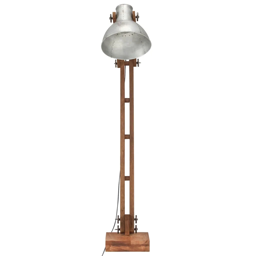 Lampada da Pavimento Argento in Legno Massello di Mango E27 320579