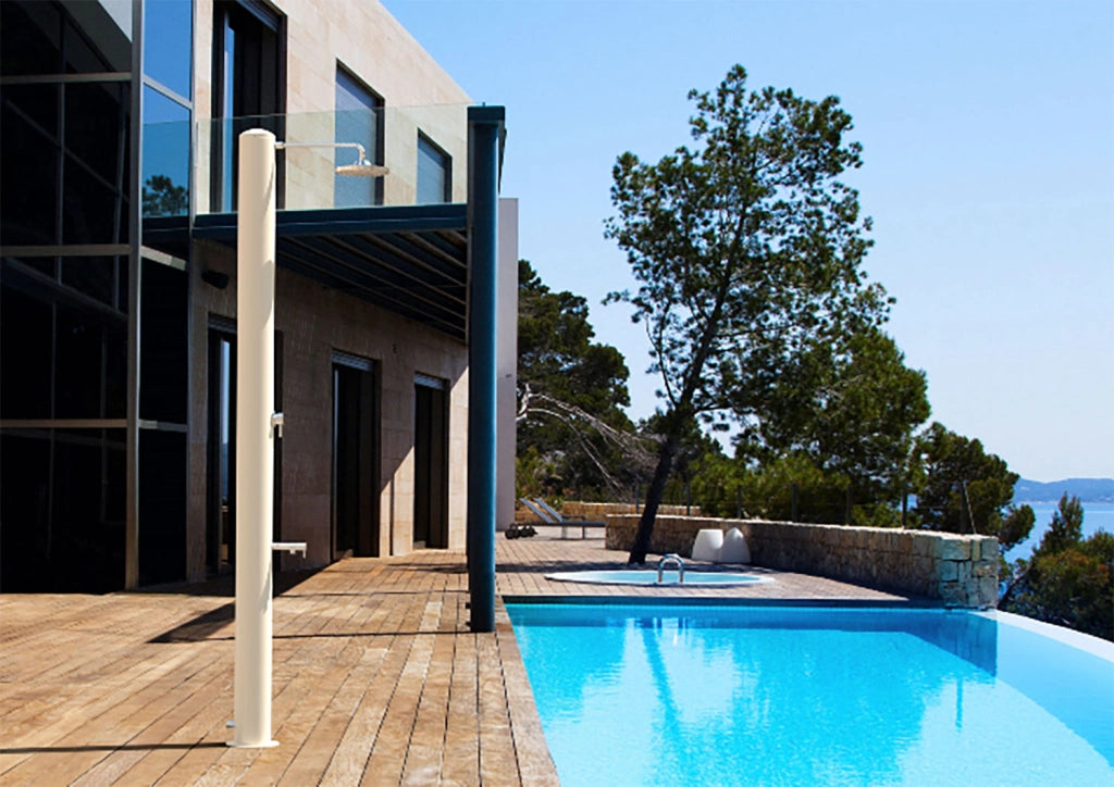 Doccia Solare da Giardino 28L Miscelatore e Lavapiedi Tevere B Bianco Perla