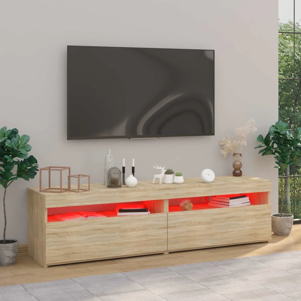Mobili Porta TV con Luci LED 2 pz-Credenza per TV Rovere Sonoma 75x35x40 cm