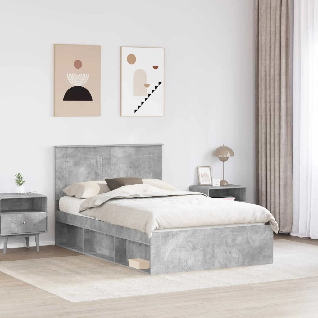 Struttura del letto Grigio Concretè 135 x 190 cm Pino massello