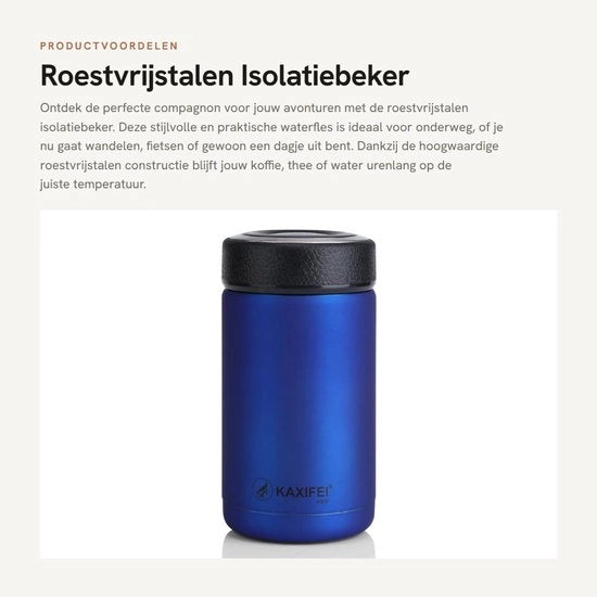 Bicchiere di isolamento in acciaio inossidabile 400 ml - Bicchiere termico - Bicchiere per caffè - Bicchiere da viaggio - Otre d'acqua - Altezza 15,2 cm