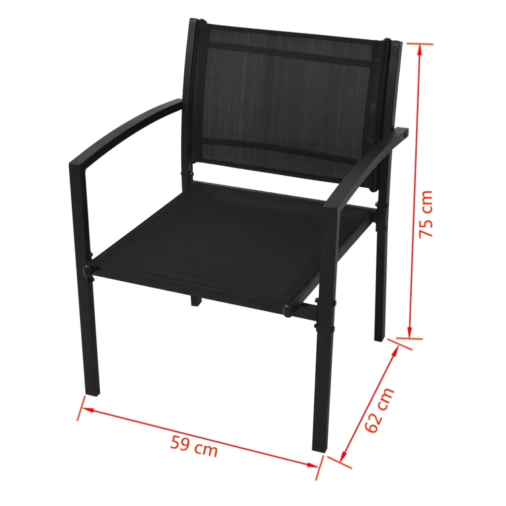 Set da Pranzo da Giardino 4 pz-Tavolo e sedie da giardino in Textilene Nero