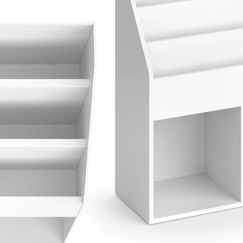 Libreria bambini Luigi, Bianco, 72 x 79 cm Senza box pieghevole, combinabile per riporre libri e giocattoli