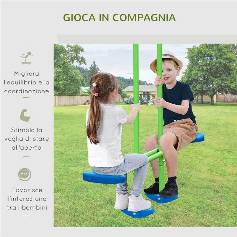 SET ALTALENE DA GIARDINO CON ALTALENA DOPPIA E 2 ALTALENE SINGOLE 280X140X178CM