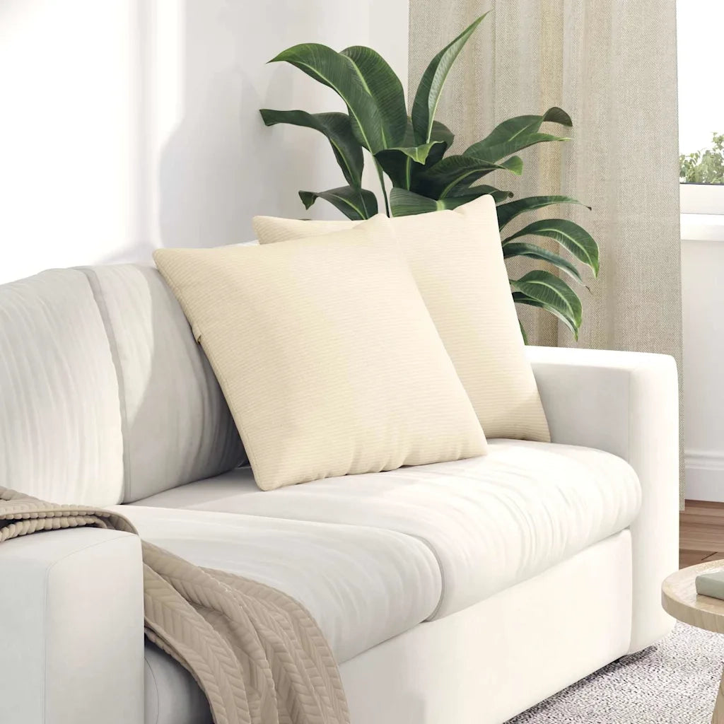 Cuscini da Divano 2 pz | Cuscini per sedie Crema 50 x 50 cm Tessuto in Cords