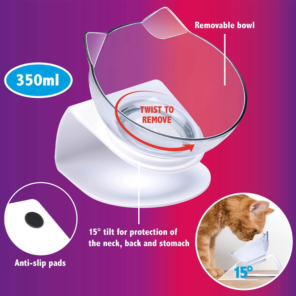 Ciotola per Gatti e Cani Supporto Rialzato Dispenser Animali Inclinazione 15°