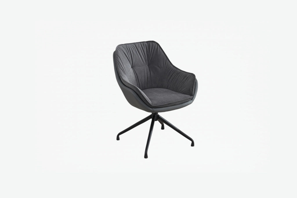 Sedia da ufficio girevole in similpelle con seduta ampia schienale ergonomico e ritorno automatico base metallica grigio