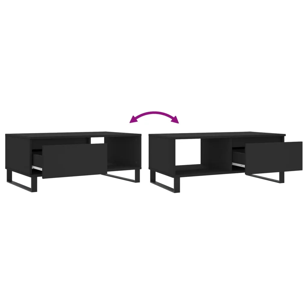 Tavolino da Salotto Nero 90x50x36,5 cm in Legno Multistrato 830573
