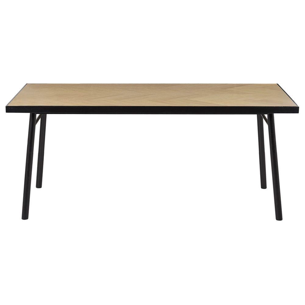 Tavolo da pranzo in legno di frassino chiaro con legno di gomma MDF nero 180 x 90 cm Rettangolare per 6 persone Sala da pranzo tradizionale