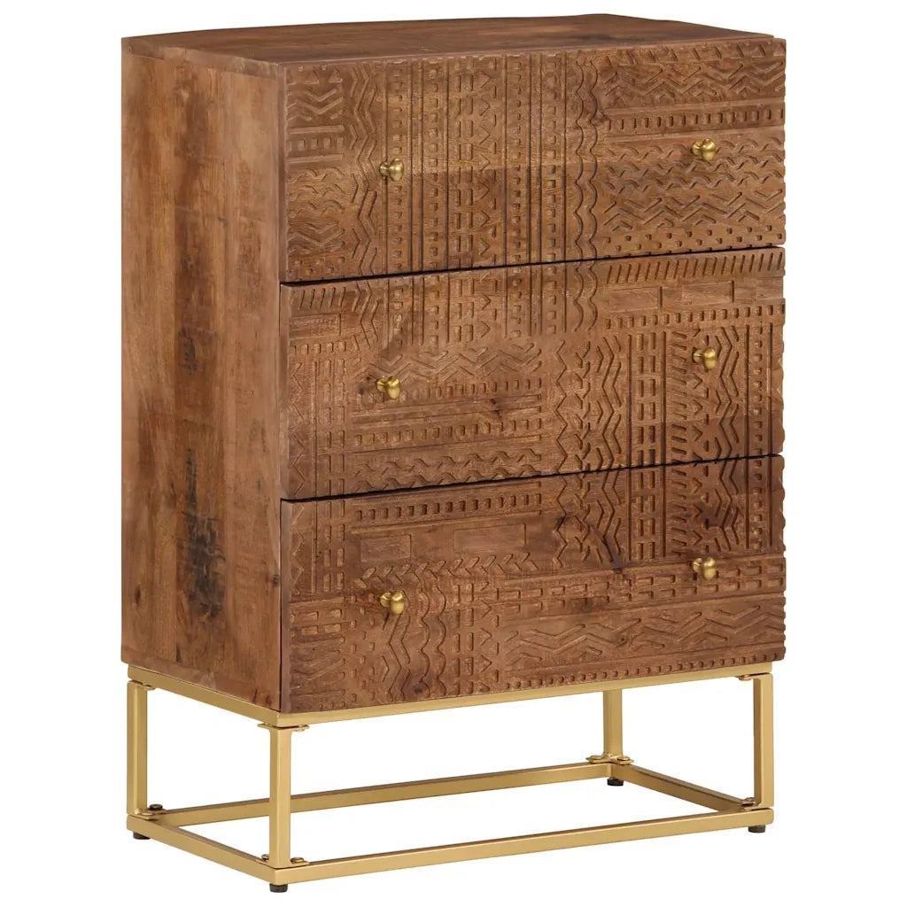 Cassettiera 55x30x76 cm in Legno Massello di Mango e Ferrocod mxl 92160