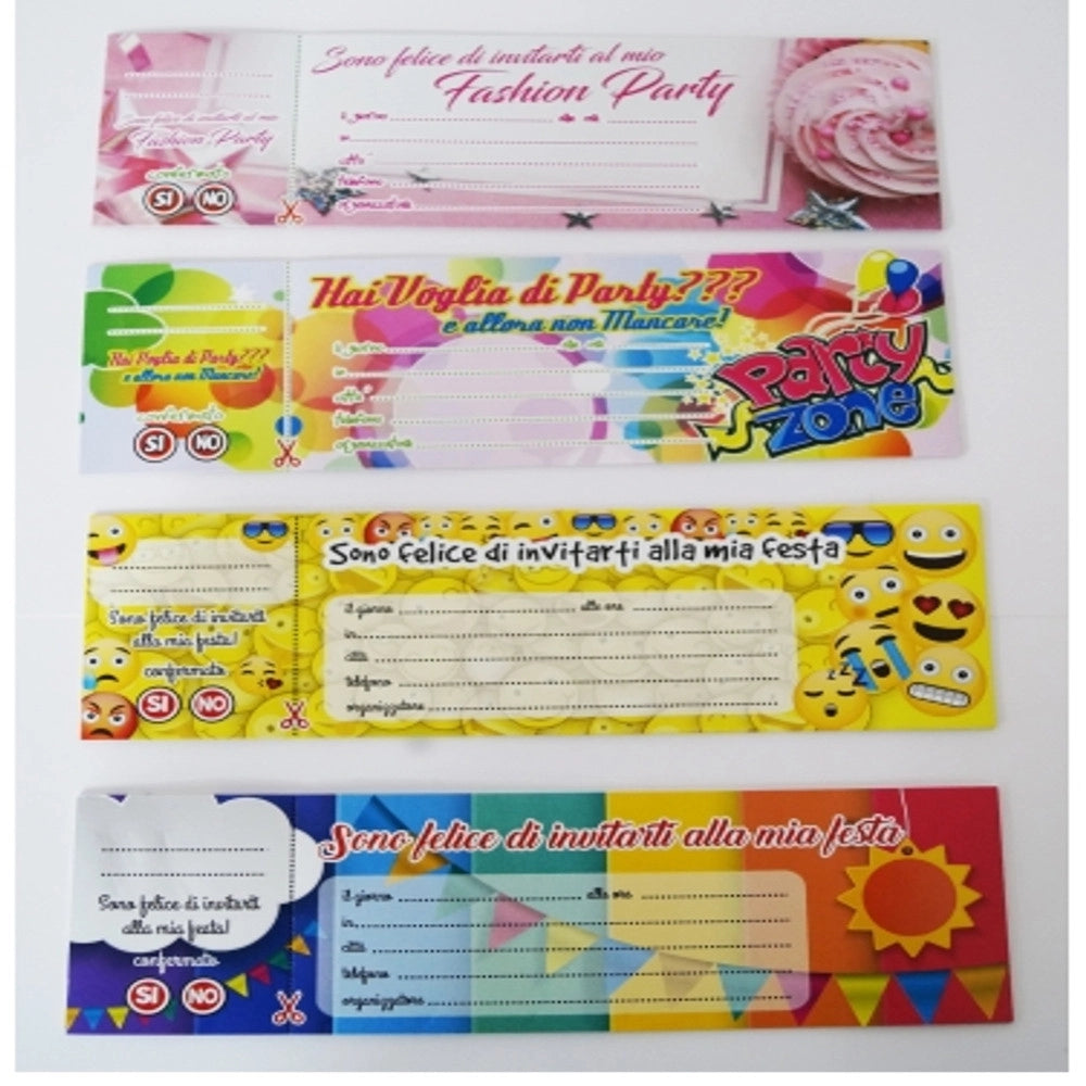 Trade Shop - Set Da 45 Pezzi Inviti Compleanno Femminili In Carta Fantasia Casuale 16 X 7 Cm -