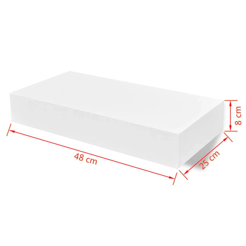Mensola da parete di design con 1 cassetto MDF bianco porta libri 2702113/2