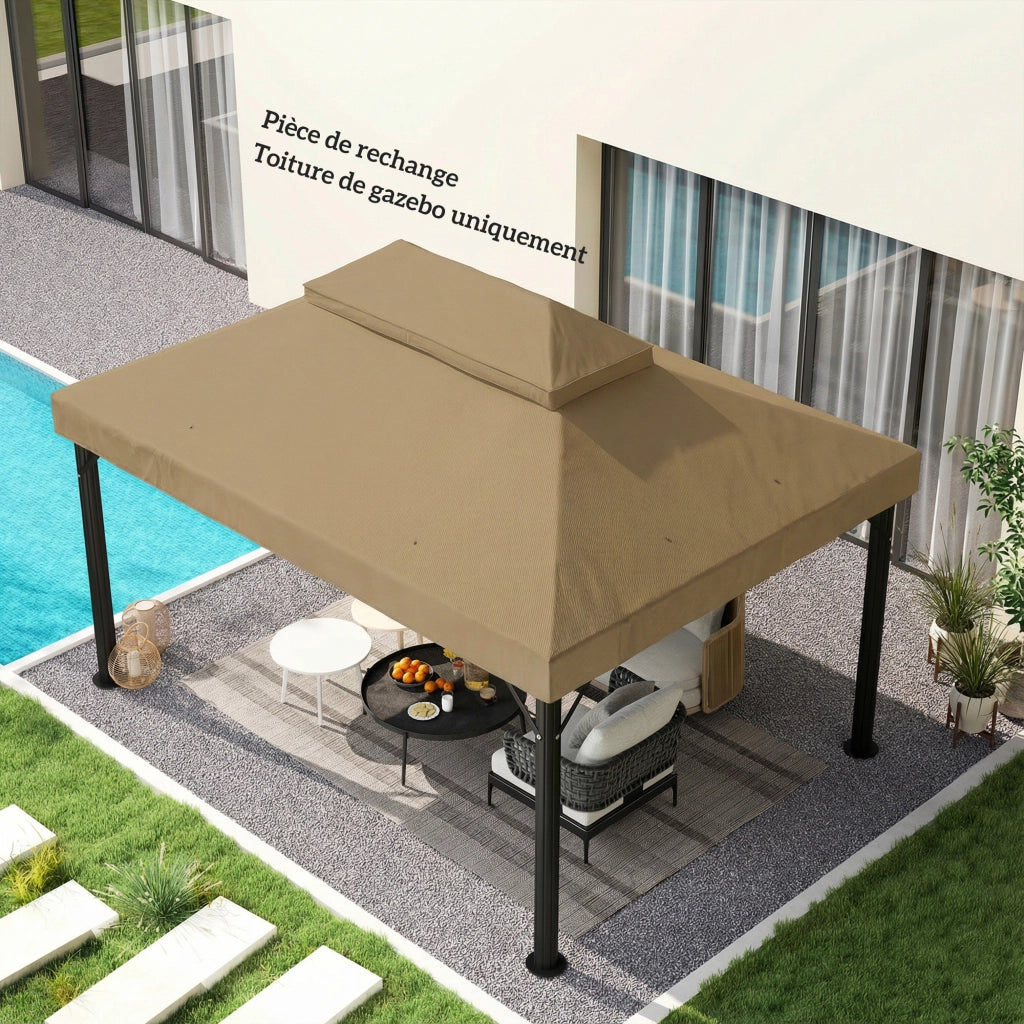 Telo di ricambio per gazebo ¨C Xylo ¨C 4x3m doppio tetto beige poliestere 370g/m2