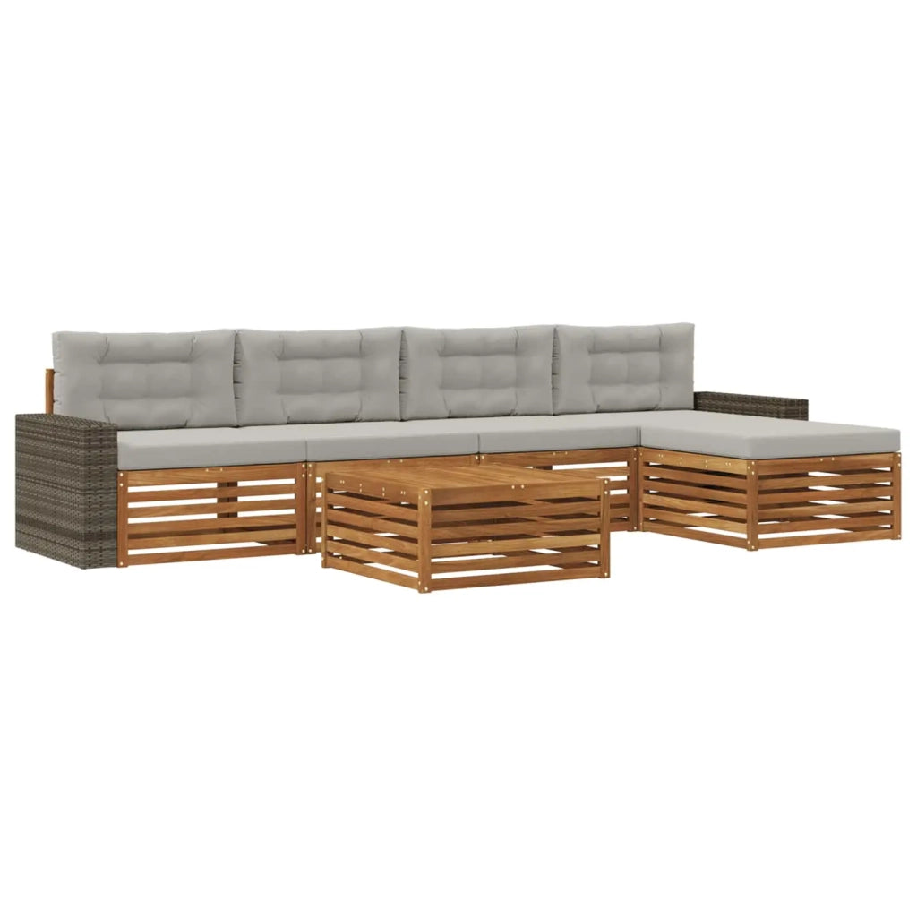 Set di divani da esterno 6 pz Naturale e Grigio Chiaro 3383279