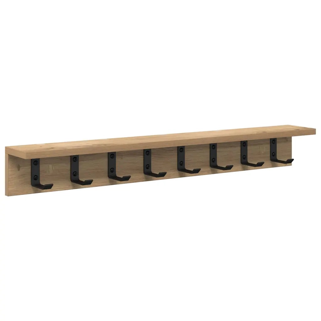 vidaXL Appendiabiti a muro rovere artigianale 80 x 10.5 x 10.5 cm