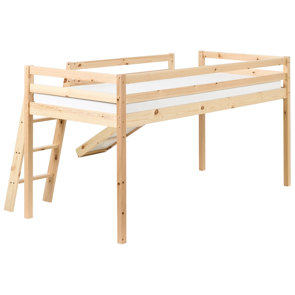 Letto a castello per bambini in legno con rete a doghe 90 x 200 cm con scivolo Marrone Chiaro per bambini