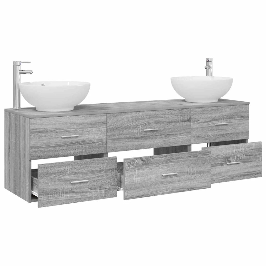 Set di mobili per il bagno 3 pz Sonoma grigio 3405896