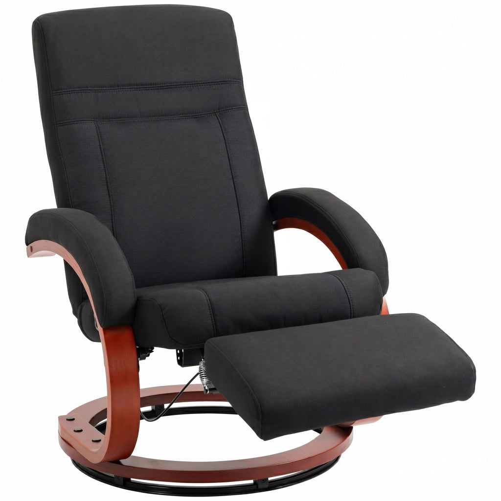 Poltrona relax reclinabile con poggiapiedi ¨C Xylo ¨C tessuto lino grigio base legno