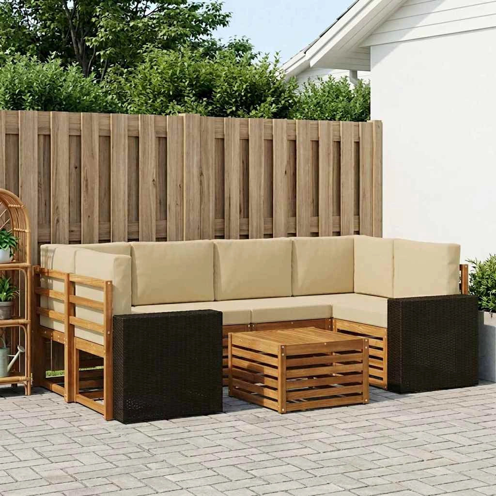 Set di divani da esterno 7 pz Naturale e Beige 3384094