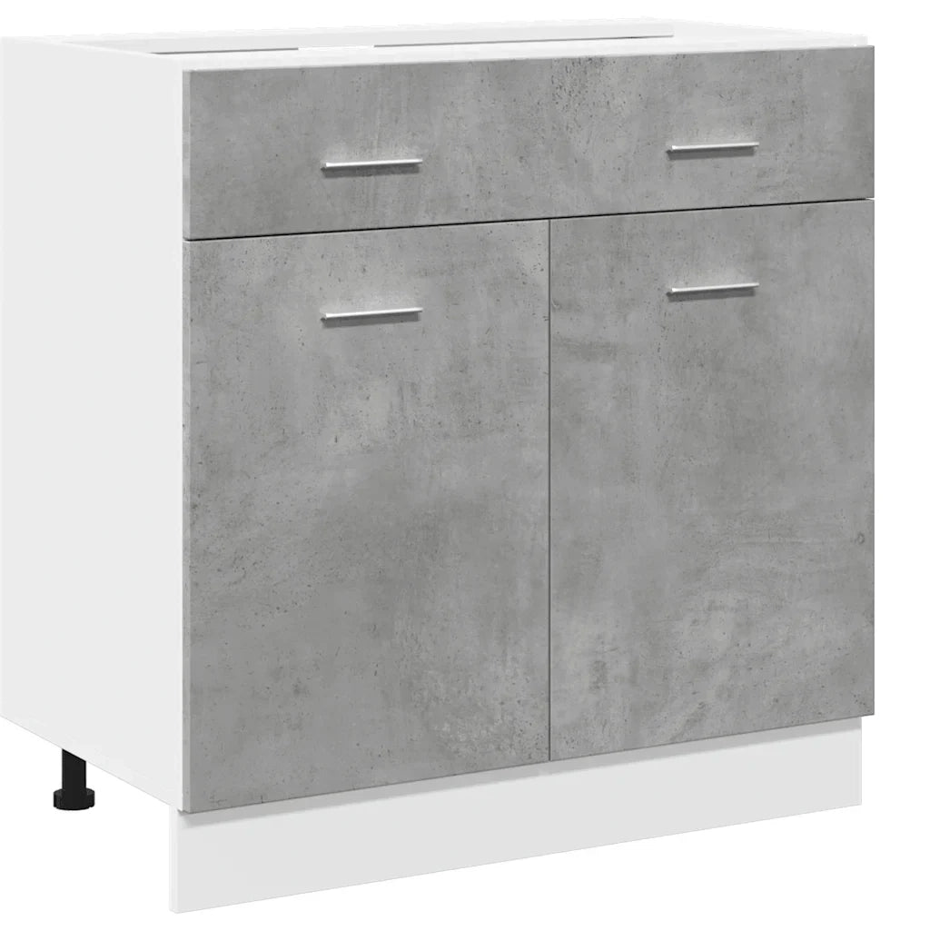 Mobile da cucina moderno con cassetti 80 x 46 x 81,5 cm design pulito contenitore in legno composito grigio cemento 02_0050745