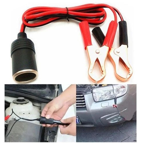 Presa Accendisigari con Pinze Batteria 12V 24V 10A Cavo 140cm Auto 54973