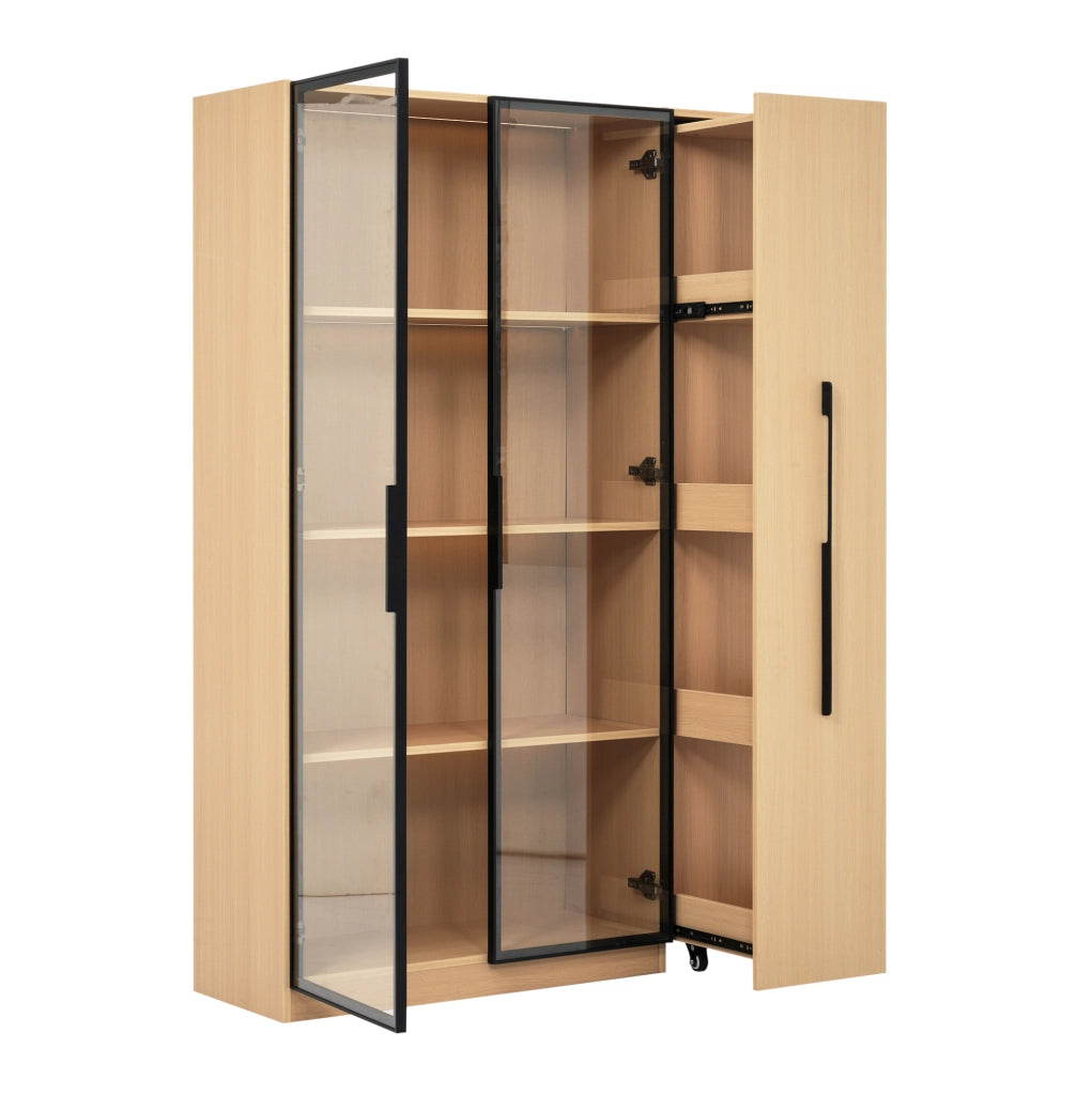 Vetrina con LED e ripiano estraibile in MDF rovere