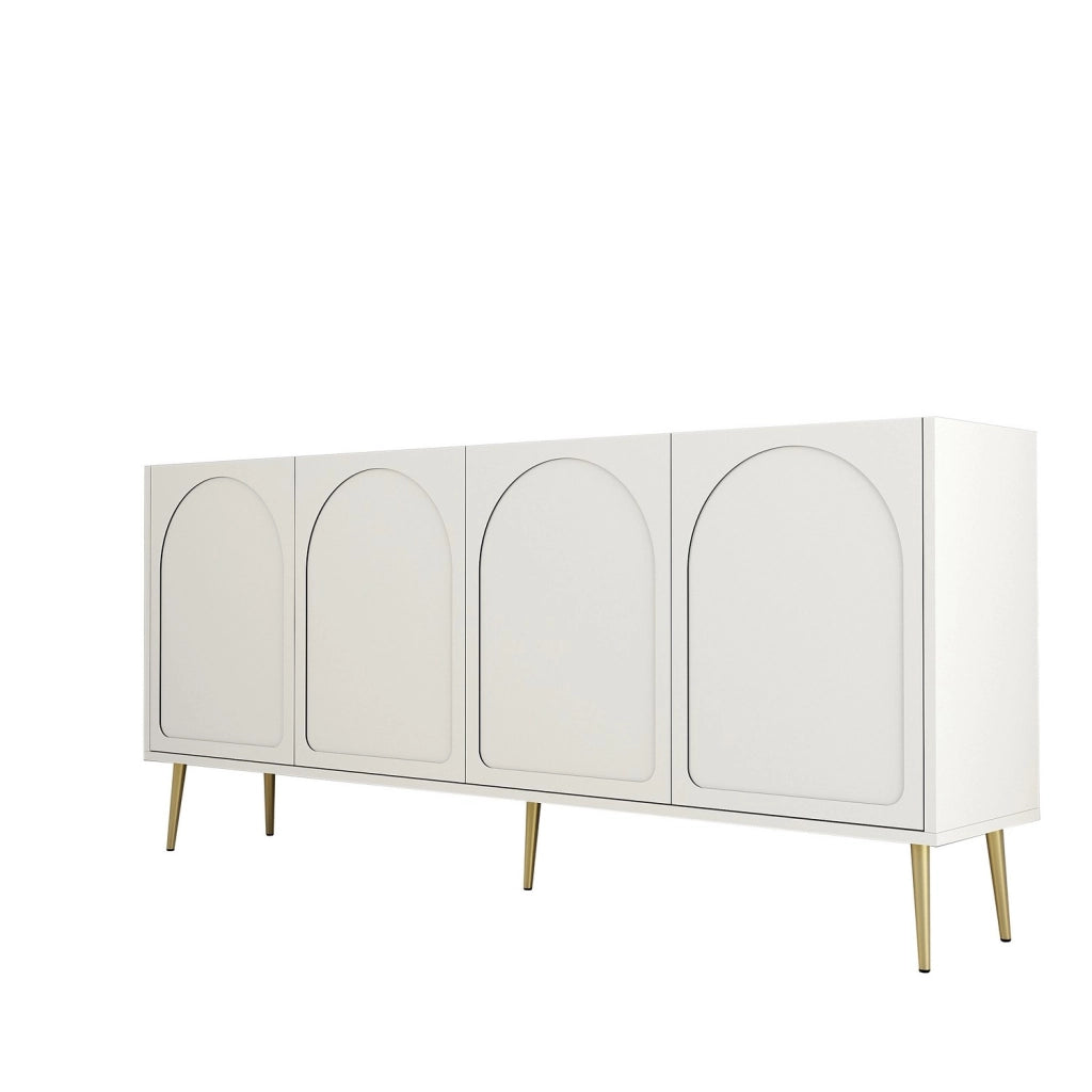 Credenza in legno "Lyon" - 180 x 35 x 80 cm - Crema, Oro
