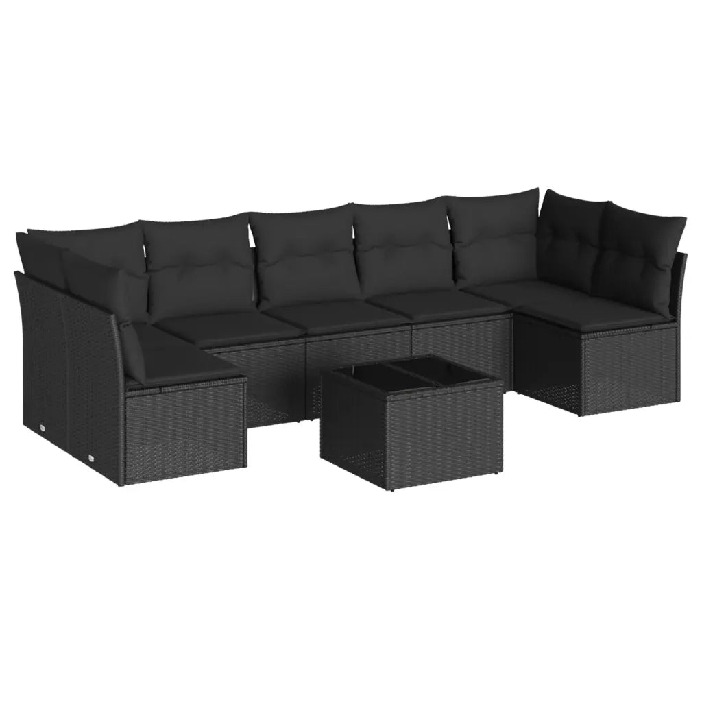 Set Divani da Giardino con Cuscini 8 pz Nero in Polyrattan 3217435