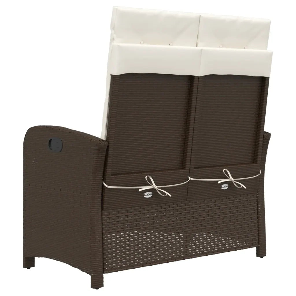 Panca Reclinabile da Giardino con Cuscini-Sgabello-Sedia da esterno Marrone in Polyrattan 882442