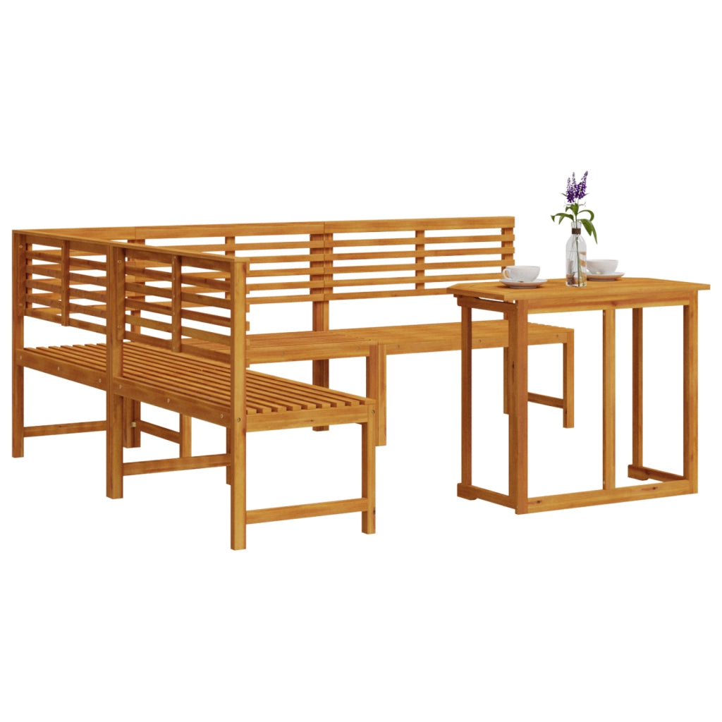 Set da Pranzo da Giardino in Legno di Acacia 4 Pezzi
