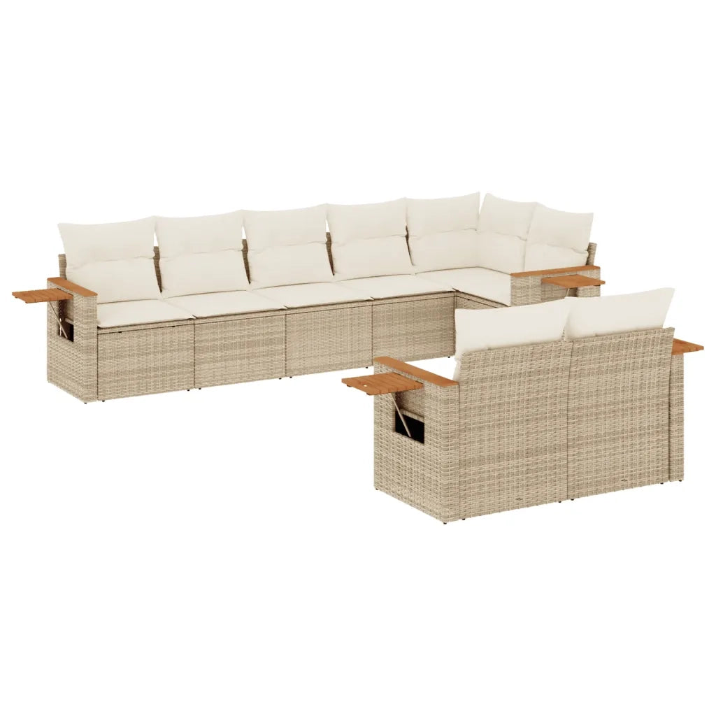 Set Divano da Giardino 8 pz con Cuscini Beige in Polyrattan 3226989
