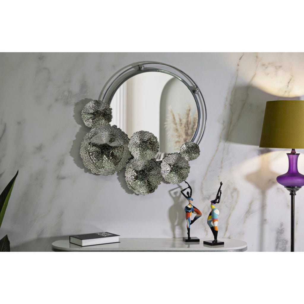 Specchio con Cornice VKH506, Argento, Metallo, 85x7x80,6 cm