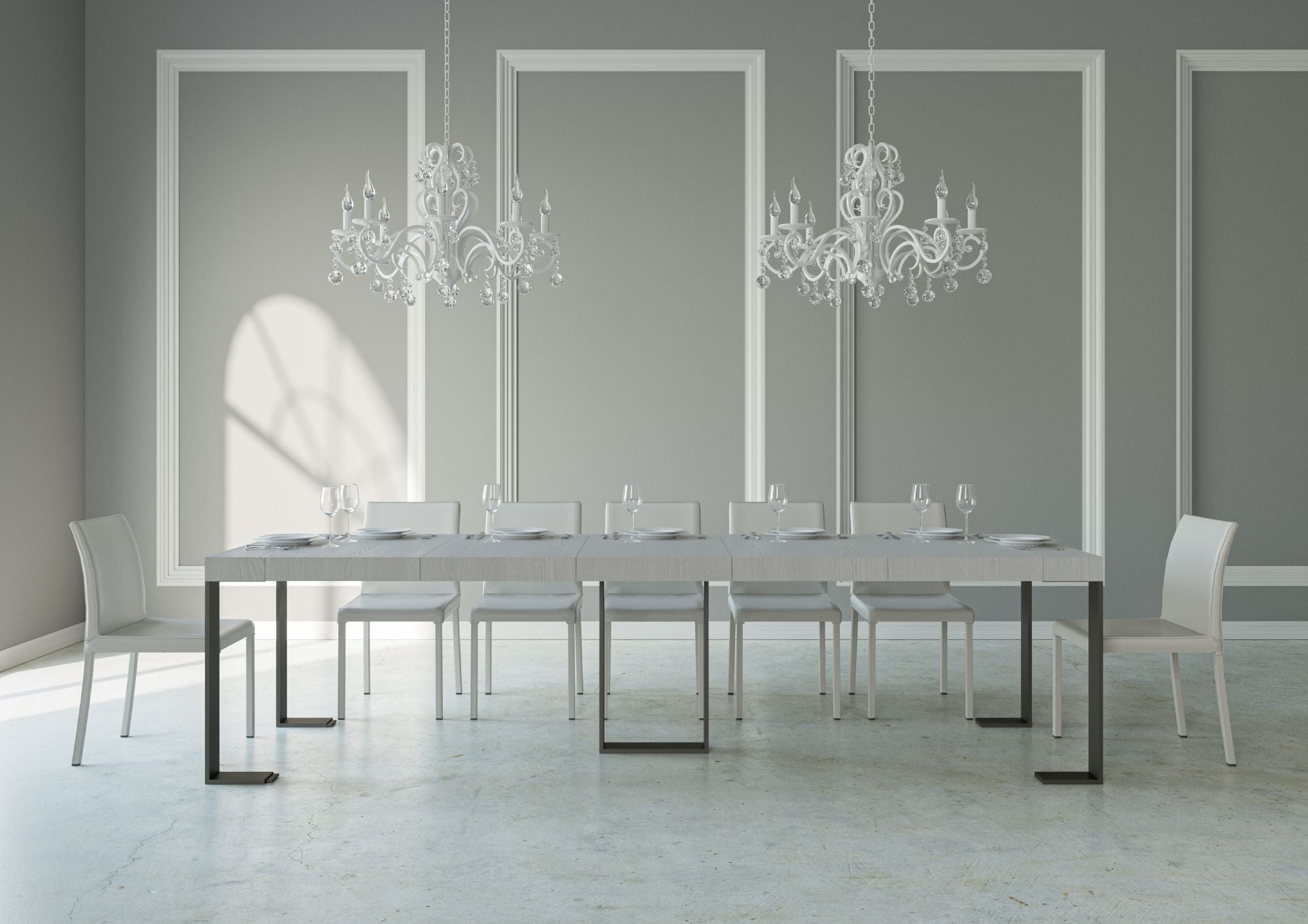 Consolle Allungabile 90-300x40x77 cm in Nobilitato Bianco