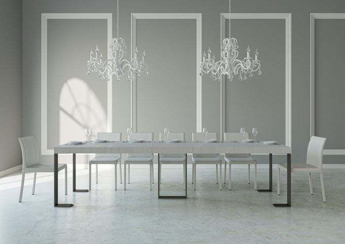 Consolle Allungabile 90-300x40x77 cm in Nobilitato Bianco