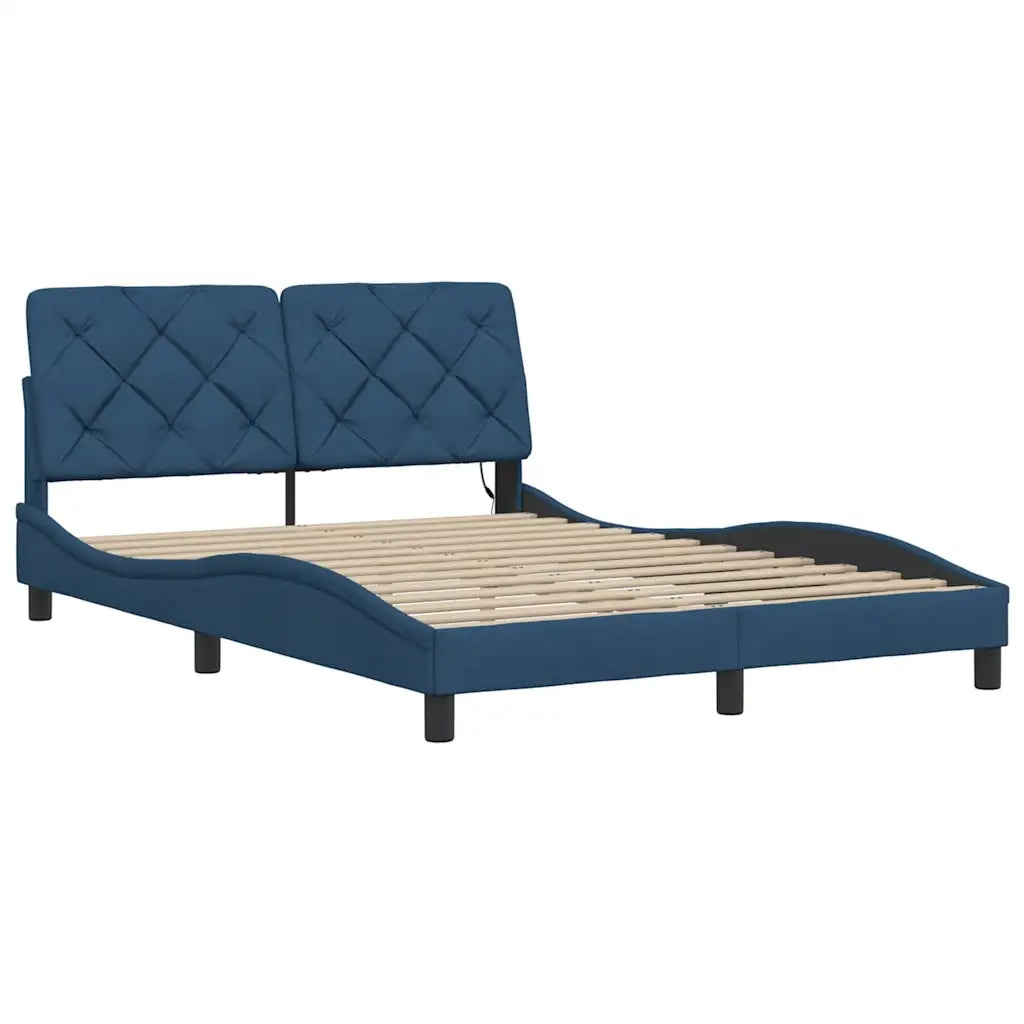 vidaXL Giroletto con LED senza Materasso Blu 140x190 cm in Tessuto