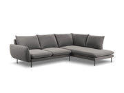 Cosmopolitan Design - Divano angolare destro "Vienna" 6 posti in velluto grigio chiaro 