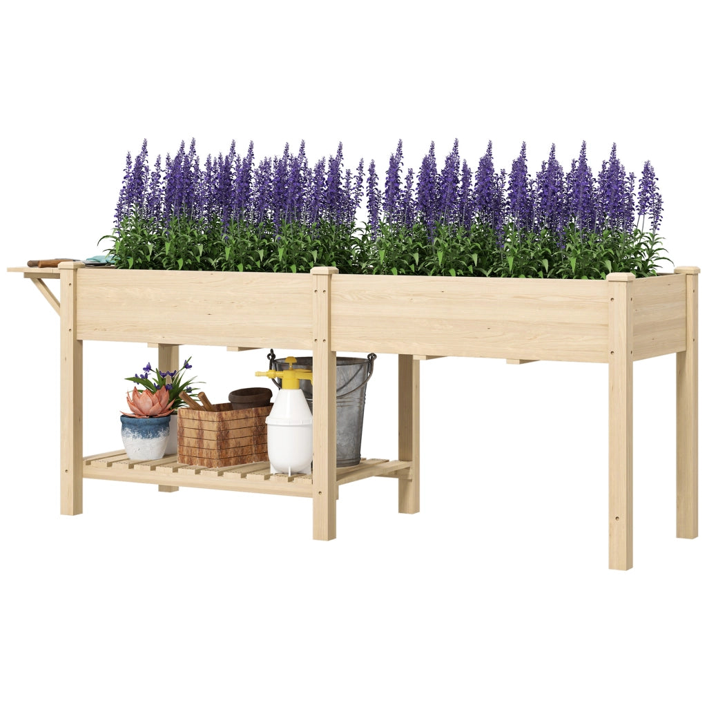 Fioriera da Giardino con Ripiano ¨C Zephmum ¨C Legno Naturale 207x59x78 cm