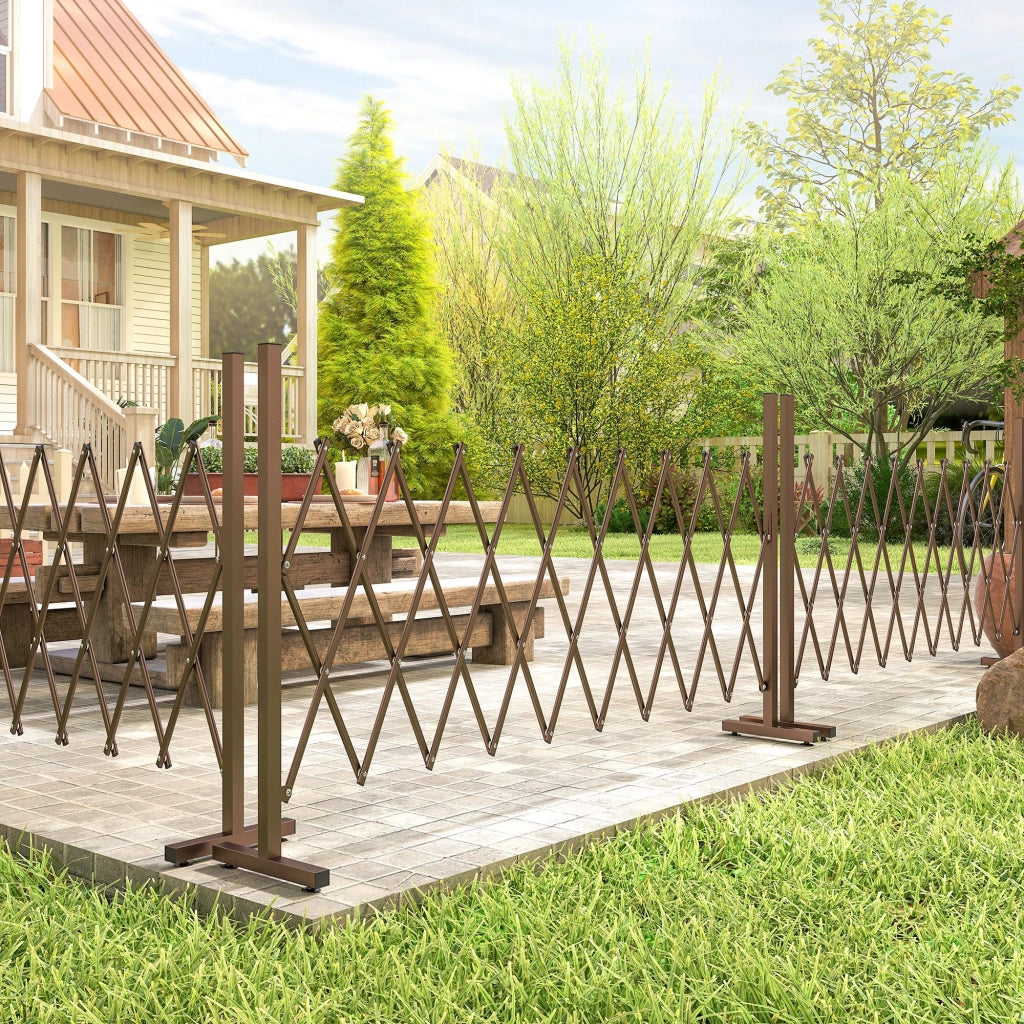 Recinzione per Giardino a Larghezza Regolabile, in Metallo e Alluminio, 250x31x103.5 cm, Marrone