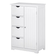 Mobile da Bagno con Anta, 4 Cassetti e Ripiano Regolabile ¨C zephmum ¨C 56x30x83 cm Bianco