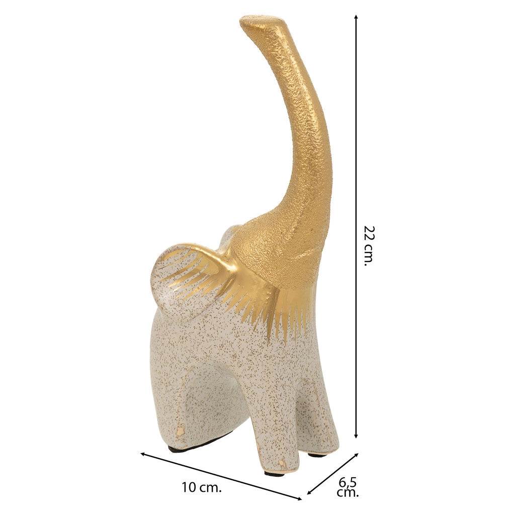 Decoro elefante in ceramica dorata 10x6,5x22h