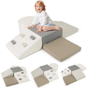 Set di blocchi da arrampicata in schiuma da 6 pezzi con chiusure a velcro-Giocattoli educativi per arrampicare e strisciare Bianco+Grigio