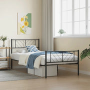 Giroletto con Testiera e Pediera-Struttura Letto Metallo Nero 100x200 cm 396390